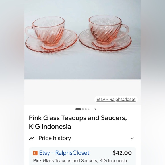 Two pink swirl tea cup, and saucer sets - Picture 3 of 3